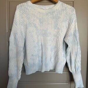 Time and Tru Soft Blue and White Cable Knit Sweater